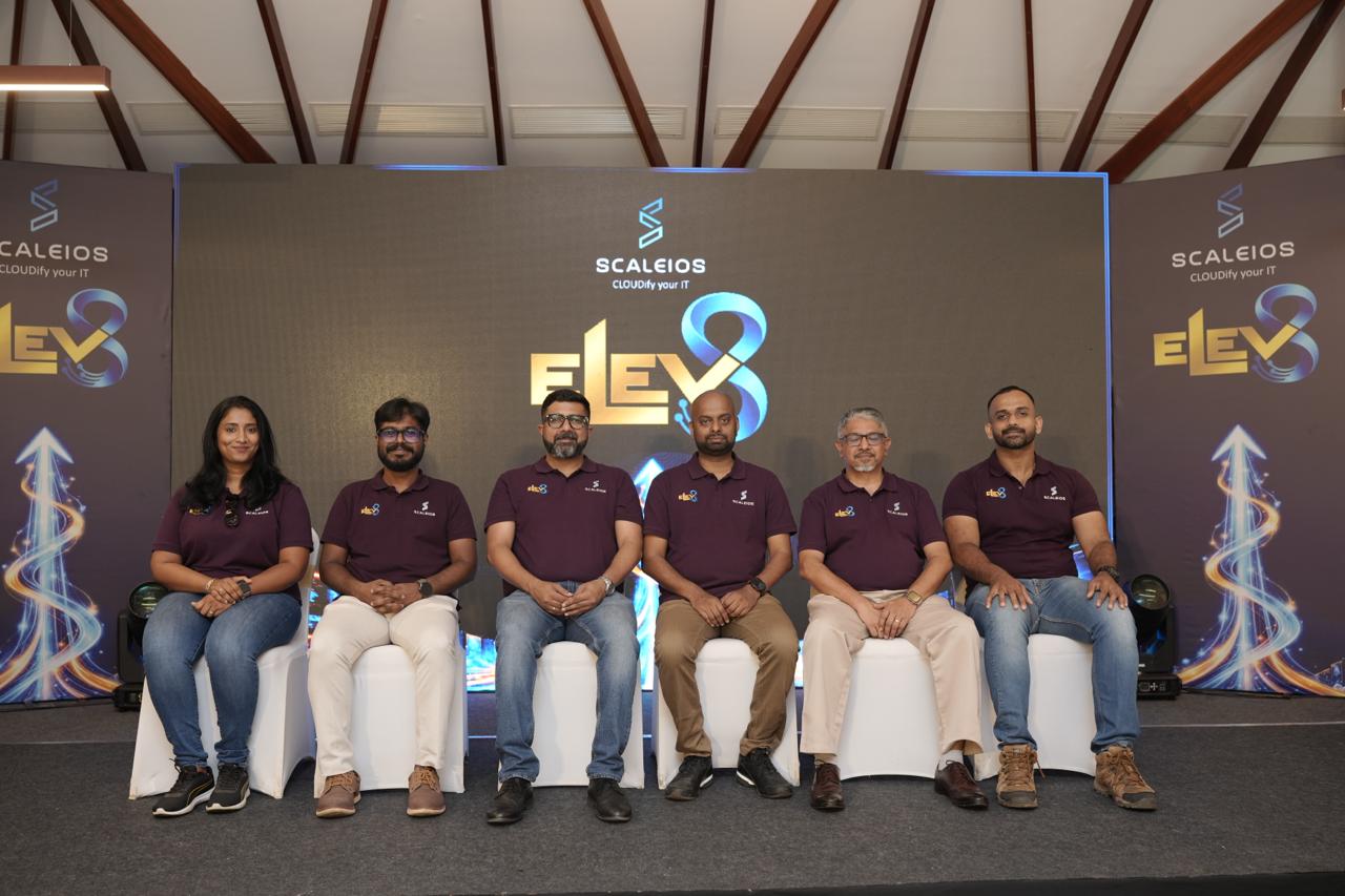 The Scaleios leadership team on stage at ELEV8
