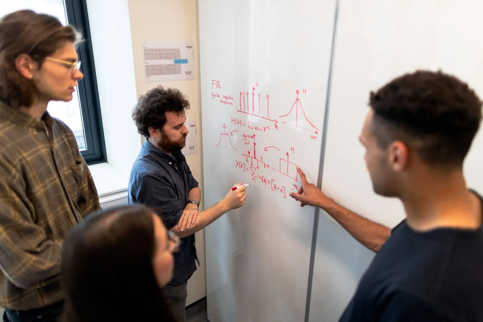 Colleagues planning at a whiteboard
